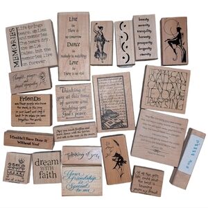 Wooden Sentiment Stamp Set - Natural Wood Finish